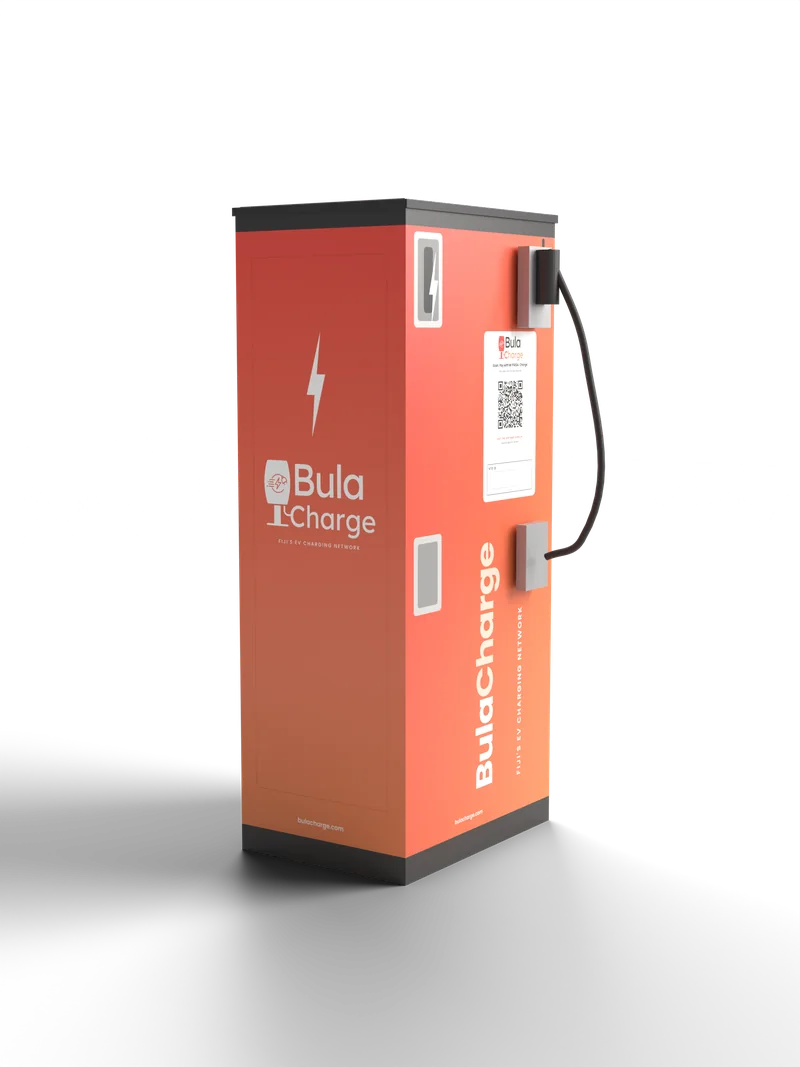 Rear three-quarter view of the BulaCharge unit